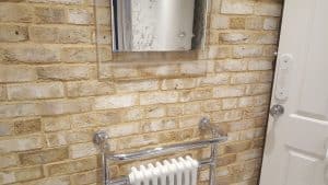 Brick Slips Installed In The Bathroom