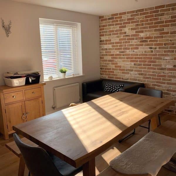Brick Slips Installed In Dining Room
