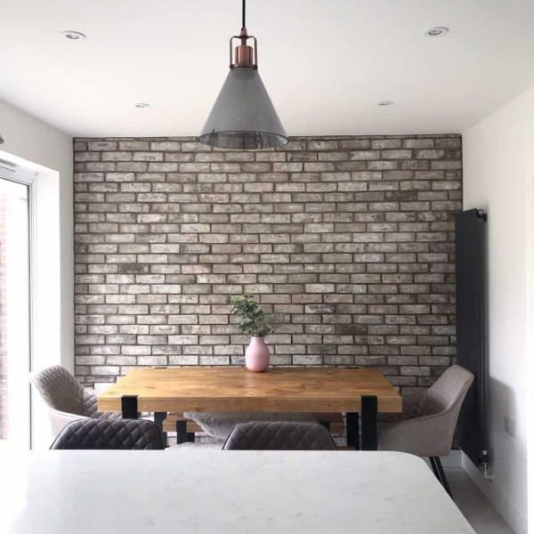Grey dining room brick slips from stock