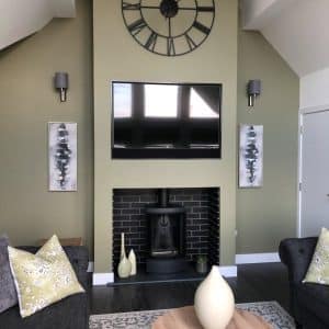 Portland Blue Smooth Brick Slip Fireplace