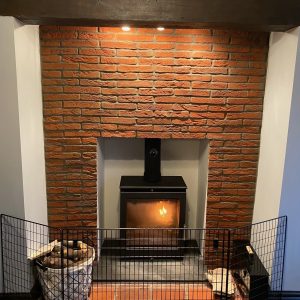 Fireplace red brick slips